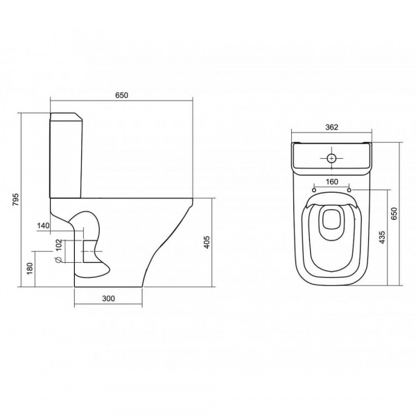 Унитаз-компакт Santek Лайн Rimless 1WH501573 чертеж
