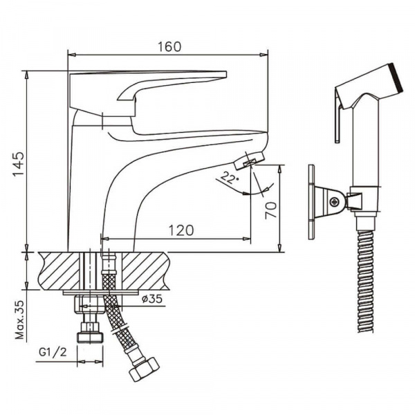 Смеситель для раковины Haiba HB1268 размеры