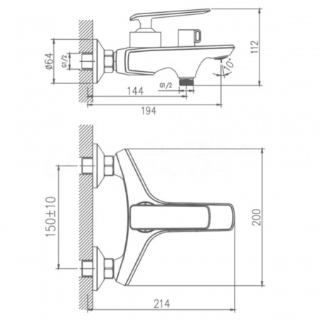 Смеситель на ванну короткий излив HAIBA HB60548-8 БЕЛЫЙ/ХРОМ (лат., 35мм)