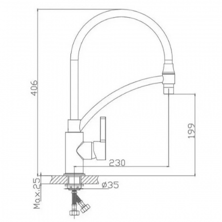 Смеситель на мойку с гибким изливом HAIBA HB73643-8 БЕЛЫЙ/ХРОМ (лат., 35мм)