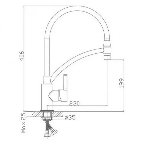 Смеситель для кухни Haiba HB73643-8 размеры Смеситель для кухни Haiba HB73643-8 размеры
