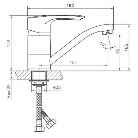 Смеситель на раковину поворотный излив HAIBA HB4566-2 (лат., 40мм)