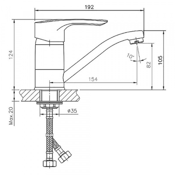 Смеситель для раковины Haiba HB4566-2 размеры Смеситель для раковины Haiba HB4566-2 размеры