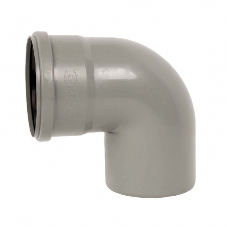 Отвод ППР Ø110мм 90° СЕРЫЙ для внутренней канализации (20)