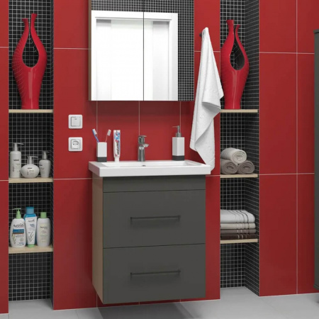 Тумба в ванную комнату подвесная HOTEL 60 2 ящика (600х808х400мм) под умывальник СОМО 60