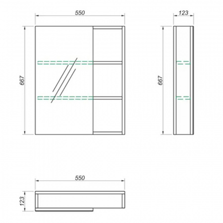 Шкаф зеркальный ВИНТЕР 55 (550х700х210мм)