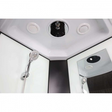 Душевая кабина 900х900х2150мм без г/м, СРЕДНИЙ поддон, стекло МАТОВОЕ, профиль ЧЕР. NG-6701-14 