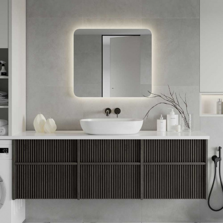 Зеркало BURZHE 80 800х700мм (LED-подсветка, бесконт.сенсор, ореольная ТЕПЛАЯ подсветка, подогрев)