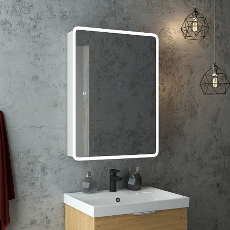 Шкаф зеркальный EMOTION 600х800мм (LED-подсветка, сенсорный выключатель, универсальный)