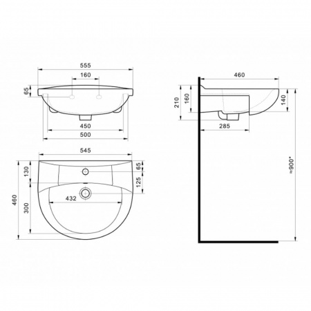 Умывальник мебельный АНТИК 55