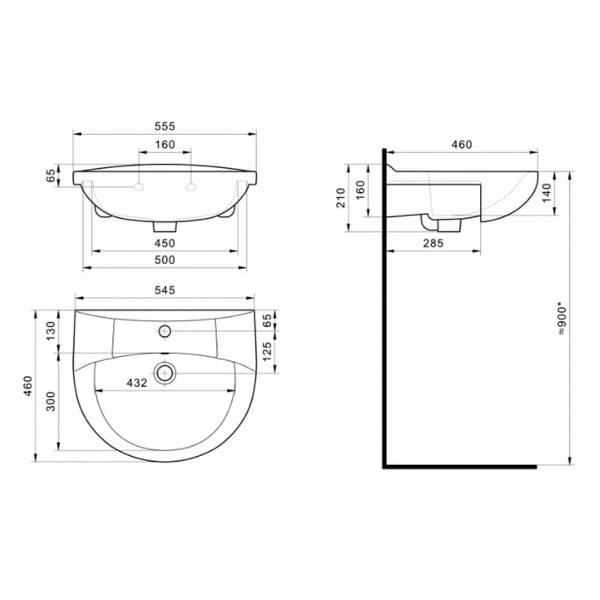 Раковина Santek Антик 55 размеры