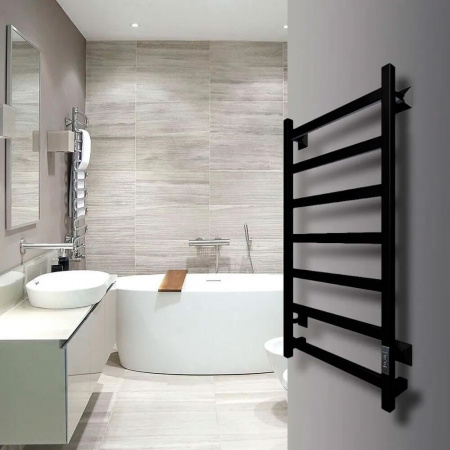 Полотенцесушитель с греющим кабелем ПЭК СП20 кв 80х50см черный ВГП