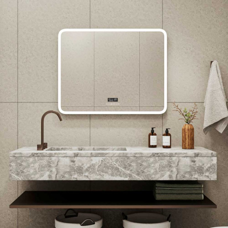 Зеркало ДЕМУР/Demure 90 900х700мм с МФП (LED-подсветка, музыка, часы с датой, термометр, подогрев)