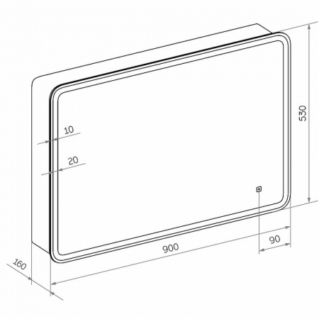 Шкаф зеркальный TOKIO 900х530мм (LED-подсветка)
