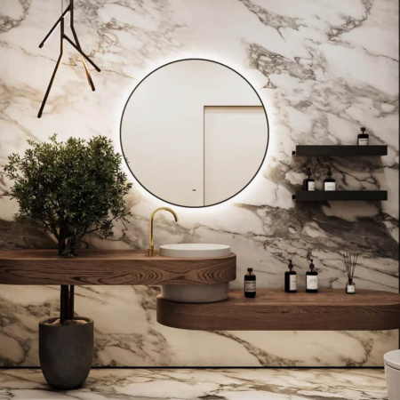 Зеркало PORTAL D800мм (LED-подсветка, бесконтактный сенсорный выключатель, ореольная подсветка)