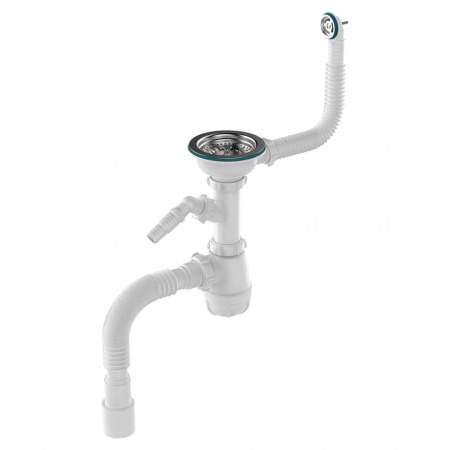 Сифон для мойки 3 1/2"х40 с мет.реш. с круг.переливом с отводом с/м с г.т. 40х40/50 B0140-20-MR (20)