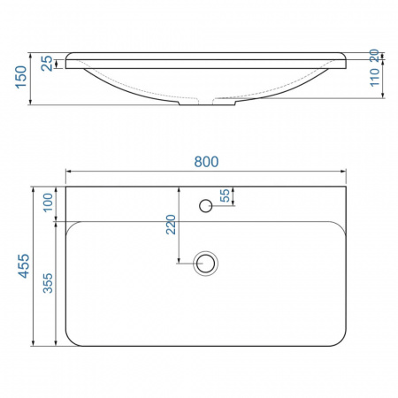 Умывальник мебельный SOLO 80