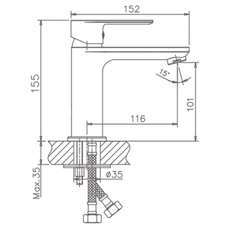 Смеситель на раковину HAIBA HB10505-8 БЕЛЫЙ/ХРОМ (лат., 35мм) (10)