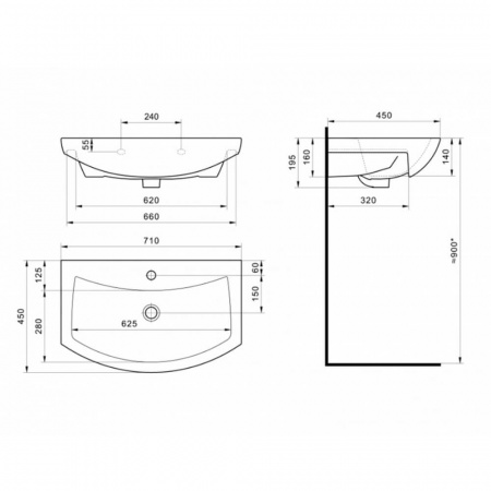 Умывальник мебельный БАЛТИКА 70