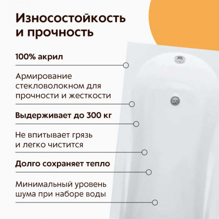 Ванна акриловая прямоугольная КАЛЕДОНИЯ 170х75см 