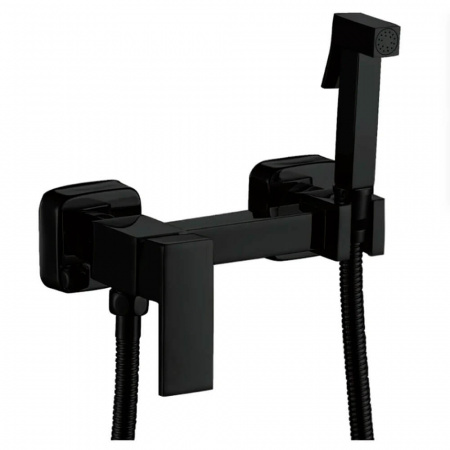 Смеситель настенный с гигиенической лейкой HAIBA HB5513-7 ЧЕРНЫЙ (лат., картр. 35мм)