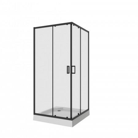 Душевой уголок 90х90х195 КВАДР без поддона профиль ЧЕРНЫЙ стекло (6мм) ПРОЗРАЧНОЕ NG-6808-08 BLACK