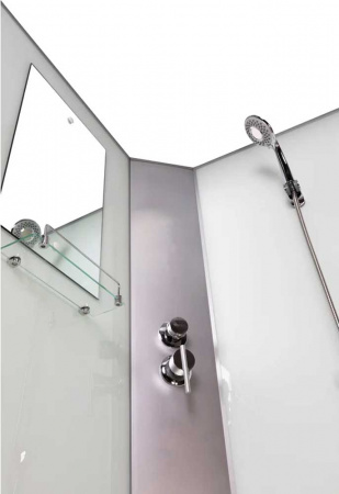 Душевая кабина 900х900х2000мм без г/м, НИЗКИЙ поддон, СЕРЕБР проф, стекло МАТОВОЕ NG-1101-14BKT