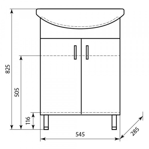Тумба напольная AquaLine Эллада 60 размеры