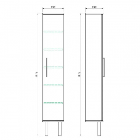 Шкаф-пенал в ванную комнату VERONA 30 (298х1714х248мм)