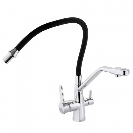 Смеситель на мойку с гибким изливом, с выходом под фильтр HAIBA HB76855 ЧЕРНЫЙ/ХРОМ (лат., 35мм) Смеситель на мойку с гибким изливом, с выходом под фильтр HAIBA HB76855 ЧЕРНЫЙ/ХРОМ (лат., 35мм)