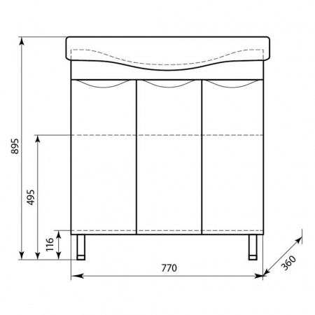 Тумба в ванную комнату БЕВЕРЛИ 80 МИНОР под умывальник БЕВЕРЛИ 80