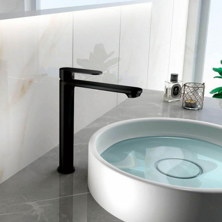 Смеситель на раковину высокий HAIBA HB11590-7 ЧЕРНЫЙ (лат., 35мм)