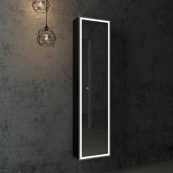 Зеркальный шкаф Континент Mirror Box black Led 40 с подсветкой Зеркальный шкаф Континент Mirror Box black Led 40 с подсветкой