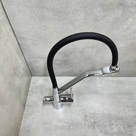 Смеситель на мойку с гибким изливом, с выходом под фильтр HAIBA HB76855 ЧЕРНЫЙ/ХРОМ (лат., 35мм) Смеситель на мойку с гибким изливом, с выходом под фильтр HAIBA HB76855 ЧЕРНЫЙ/ХРОМ (лат., 35мм)