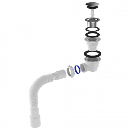 Сифон для душевого поддона хром 1 1/2"х50/60мм с гт 40х40/50, клик-клак, h 67-73мм V415-40-MR (40) 