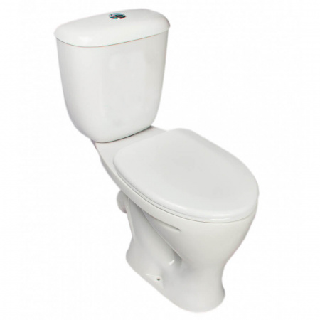 Унитаз-компакт "ВОРОТЫНСКИЙ" антивсплеск, косой выпуск, сиденье полипропилен, арматура 1-режимная
