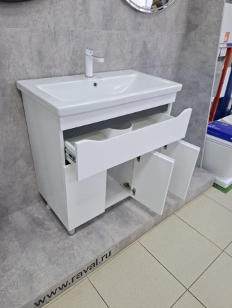 Тумба в ванную комнату INTEGRO 80 Белый/встав.Антрацит под умывальник СОМО 80 (1ящ + 3дв)