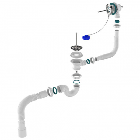 Сифон для ванны 1 1/2"х40 с выпуском и переливом с мет.реш. с г.т. 40х40/50 V155-30-MR (30)