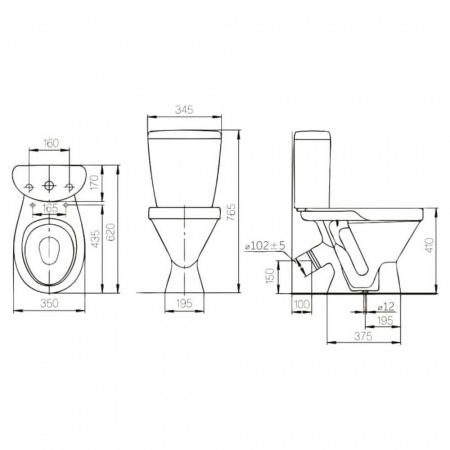 Унитаз-компакт "ЭЛЕГАНТ" косой выпуск, сиденье ПОЛИПРОПИЛЕН, арматура 1-режимная