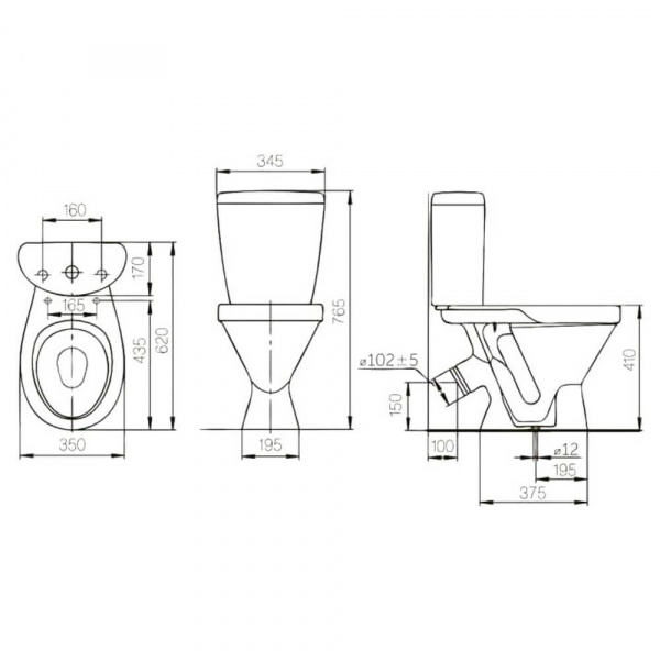 Унитаз-компакт Rosa Элегант чертеж