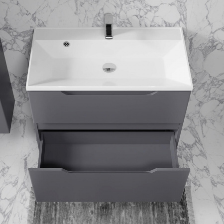 Тумба в ванную комнату подвесная WECTOR 80 АНТРАЦИТ под умывальник CLASSICA 80