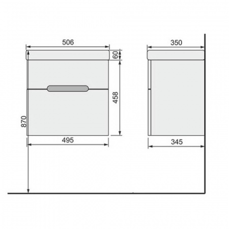 Тумба в ванную комнату подвесная MODUO SLIM 50 под умывальник MODUО SLIM 50