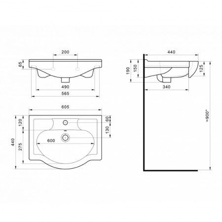 Умывальник мебельный СЕЛИГЕР 60