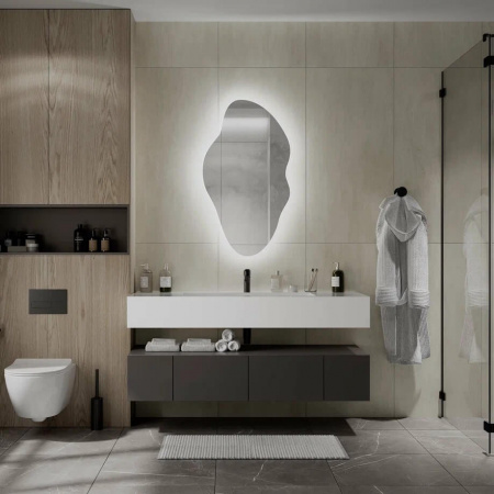 Зеркало PHANTOM 1100х600 (LED-подсветка, ДАТЧИК ДВИЖЕНИЯ, ореол ХОЛОД подсветка, реверсивный крепеж)