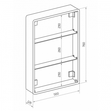 Шкаф зеркальный ELLIOT 600х800мм (LED-подсветка, сенсорный выключатель) правый 