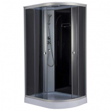 Душевая кабина 1200х800х2150мм, НИЗКИЙ поддон, проф. ХРОМ, стекло зад. БЕЛОЕ, пер. ТОНИР 719В левая
