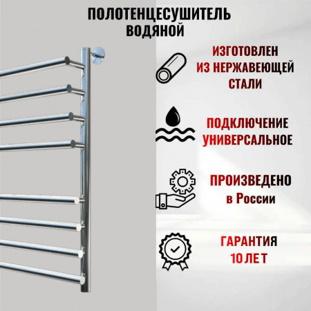 Полотенцесушитель водяной ДЕБЮТ НК 2 80х50см из нержавеющей стали БЕЗ КОМПЛЕКТА