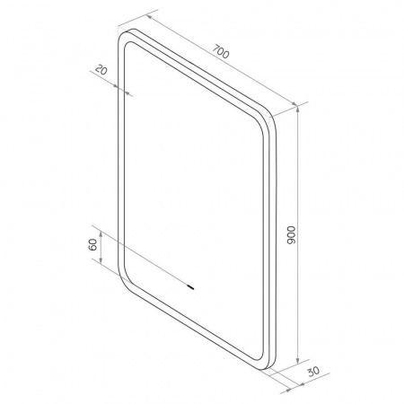 Зеркало GLAMOUR 70 700х900мм (LED-подсветка, бесконтактный сенсорный выключатель)