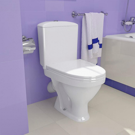 Унитаз-компакт "ВЕСТ" косой выпуск, сиденье полипропилен, арматура 1-режимная