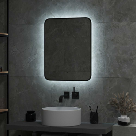 Зеркало ТОРИ/Torry 50 500х700мм (фоновая подсветка, бесконтактный сенсорный выключатель, ЧЕРНЫЙ)